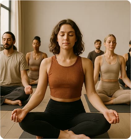people practicing yoga in a calm studio