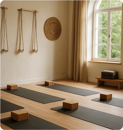 people practicing yoga in a calm studio